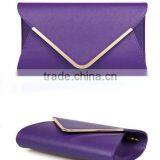 Elegant Purple Plain Leather Clutch Envelope Bag