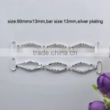 (M0906) 90mmx13mm,13mm bar, rhinestone connector for hair jewelry,silver plating