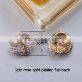(M0291) 19mm Diameter Metal Rhinestone Embellishment Without Loop,flat Back,light Rose Gold Plating