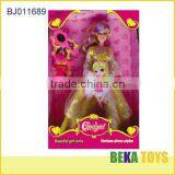 Europe Style Girl Doll Light Yellow Dress and Fashion Purple Hair Girl Doll With Cosmetic Accessories thumbnail-1