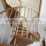 Indoor Stainless Central Pole Wood Spiral Stair With Wood Handrail thumbnail-2