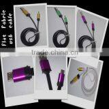 Noodle Flat Metallic Shell Usb Data Charger Cable for Samsug Sony HTC thumbnail-1