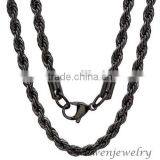 1.8mm Width IP Black Rope 316l Stainless Steel Neck Chains