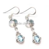 Blue topaz earrings Indian semi precious jewelry wholesale gemstone earrings