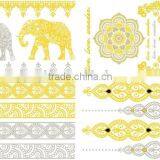 Elephants Gold Temporary Jewelry Tattoos Skin Adhesive Sticker Paper thumbnail-3