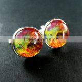20mm Silver Plated Rainbow Galaxy Universe Art Collage Round Glass Cabochon Fashion Cufflinks Wedding Cuff Links Gift 6600059 thumbnail-3