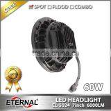 7in 60W Round LED Headlights Dual Replacement Lamp for Jeep Wrangler Hummer CJ TJ JK Prewired Motorcycle With Angle Eyes thumbnail-6