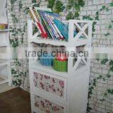 Modern Design White Wooden Cabinet With Wicker Drawers thumbnail-5