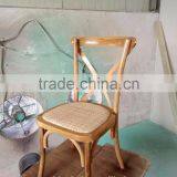 Solid Wood Stacking Living Room Dining Chair Wooden Antique Cross Back Dining Chair thumbnail-2