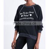 Wholesale Women Apparel Casual Long Sleeves Round Neck Ribbed Trims Jersey Sweatshirt(DQE0261T) thumbnail-4
