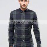 Custom Embroideried Logo New Design Long Sleeve Mens 97% Cotton 3% Elastane All Check Print Skinny Fit Fashion Shirts thumbnail-1