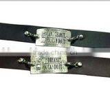Handmade Square Tag Leather Bracelet With Words Engraved,wholesale Custom Mens Bracelets thumbnail-5