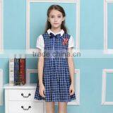 Latest Design Navy Blue Nice Girl Plaid Dress Elementary Quality School Uniform thumbnail-2