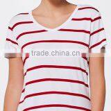 Fashion Bulk Blank Striped t Shirts Women V-neck T-shirts thumbnail-5