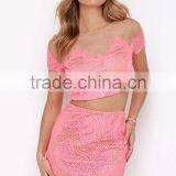 Sexy Delicated Mesh Bodycon Fit Two Piece Prom Dress Lace Prom Dresses thumbnail-2