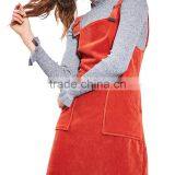 2017 OEM Spring Women Adjustable Burnt Orange Cord Pinafore Dress thumbnail-2