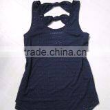 Guangzhou Shandao OEM Wholesale Casual Summer 95% Cotton 5% Spandex Breathable Quick Dry Fitness Women Bow Back Tank Top thumbnail-2