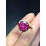 Fashion Elegant Natural Pink Tourmalines 18k Gold Ring Set With Diamonds.