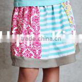 Wholesale teal pink patchwork skirt infant cotton skirt boutique baby girls mini skirt