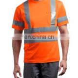 orange men short sleeves t-shirt HI-VIS t-shirt safety workwear t-shirt