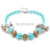 Blue Necklace Girl Kids Children Sweet Chunky Bubble Beads Necklace With Bow Candy Color Jewelry thumbnail-1