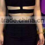 Summer Dress 2015 New Strap Two Piece Set Women Gray Black White Elegant Bodycon Celebrity Bandage Dresses Bandage Bodycon Women thumbnail-3