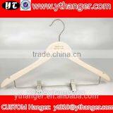 YY0524 Women or Men Flat Wooden Suit Hanger With Trousers Clips thumbnail-2