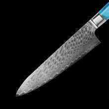 8 Inch Chef Knife With Blue Resin Wood Handle Japanese VG10 Damascus Steel Cutting Fishing Meat Kitchen Knives thumbnail-2