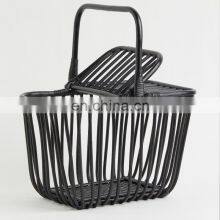 Пиковое качество пикниковая корзина из плетеного ротанга с двумя крышками и ручкой Оптовый поставщик thumbnail-1