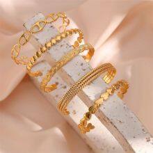 18k Gold Plated Jewelry Heart Arrow Bracelet Bangle Stainless Steel Adjustable Cuff Bracelet For Women thumbnail-2