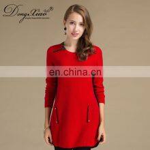 China Women's Red Long-Sleeved Slim Fit Sweater Knitted Casual Style Crew Neck Solid Pattern Winter Season thumbnail-5