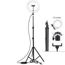 12 inch LED Ring Light with Tripod Stand & Phone Holder 3 Color Model brightness change for Makeup Live Stream Photography