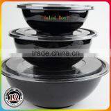 Big Black Plastic PET Salad Bowl With Lid