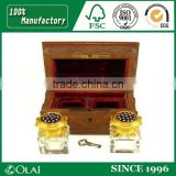 Antique Handmade Wooden Box With Perfume Bottle