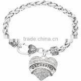 Genuine Austrian Clear Crystal "Orchestra" Charm Chain Link Bracelet thumbnail-1