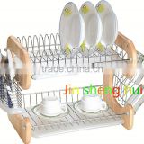 G shape rubber wood stainless steel kitchen dish rack                        
                                                Quality Choice
