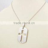 Engraved Cross Dog Tags Fashion Pendant Necklace thumbnail-2