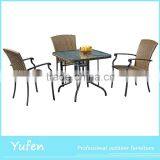 Aluminum Frame PE Rattan Table and Chair Used for Restaurant