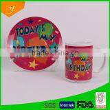 Ceramic Dinnerware Print Decal, Red Dinner Set, Customized Ceramic Mug and Plate thumbnail-1