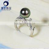 Ring With a Pearl of Crown Shape Cute Design Black Tahitian Pearl thumbnail-3