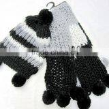 Wholesale White Black Hat and Scarf Set Girls Knitted Set Scarf and Hat Sets