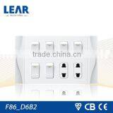 F86 Series 6 Gang 2 Pin Swithched Socket