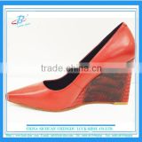 Trendy red color women wedge sandals genuine leather women sexy wedge dress shoes