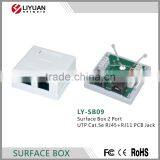 LY-SB09 Surface Box 2 Port UTP Cat.5e RJ45+RJ11 PCB Jack Network Junction Box