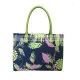 New Design Custom Handbag Wax Print Fabric Bag and PU Top Handle Bag thumbnail-1