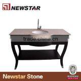Solid Wood Hotel Bathroom Vanity Base With Granite Countertop