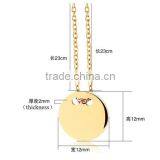 316L Stainless Steel Flat Gold Round Pendant 18ct Gold Pendant thumbnail-3
