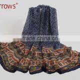 Large Fashion Girls Women Shawls and Stoles Scarf Wraps 100% Cotton Voile Hyacinthus Orientalis Pattern With Tassels Design thumbnail-2