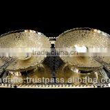 Home Decoration Gift Item Beautiful Handmade Silver Plated Gift Bowl Spoon Set thumbnail-1