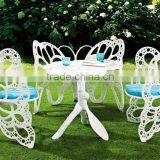 White Aluminum Butterfly Garden Outdoor Furniture Table and Chair Bistro Set thumbnail-1